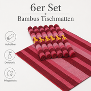 Bambus Tischmatten Vivian Hellrot 6er Set | Urban Lifestyle
